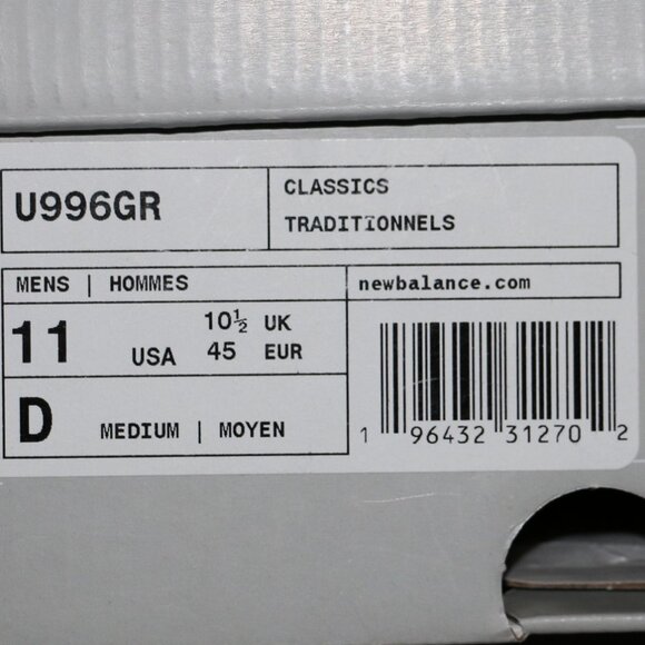 New Balance 996 Men\'s Shoes U996GR Made in USA Grey Silver Sneakers Size 11 main image 6